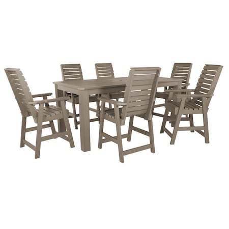 Highwood Usa Weatherly 7pc Rectangular Counter Height Outdoor Patio Furniture Dining Set 84 x 42 AD-ST7WL2CO5BA-WBR
